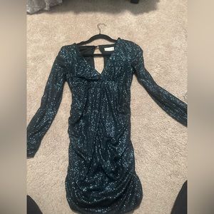 altered, state, green, sequin, dress, size small